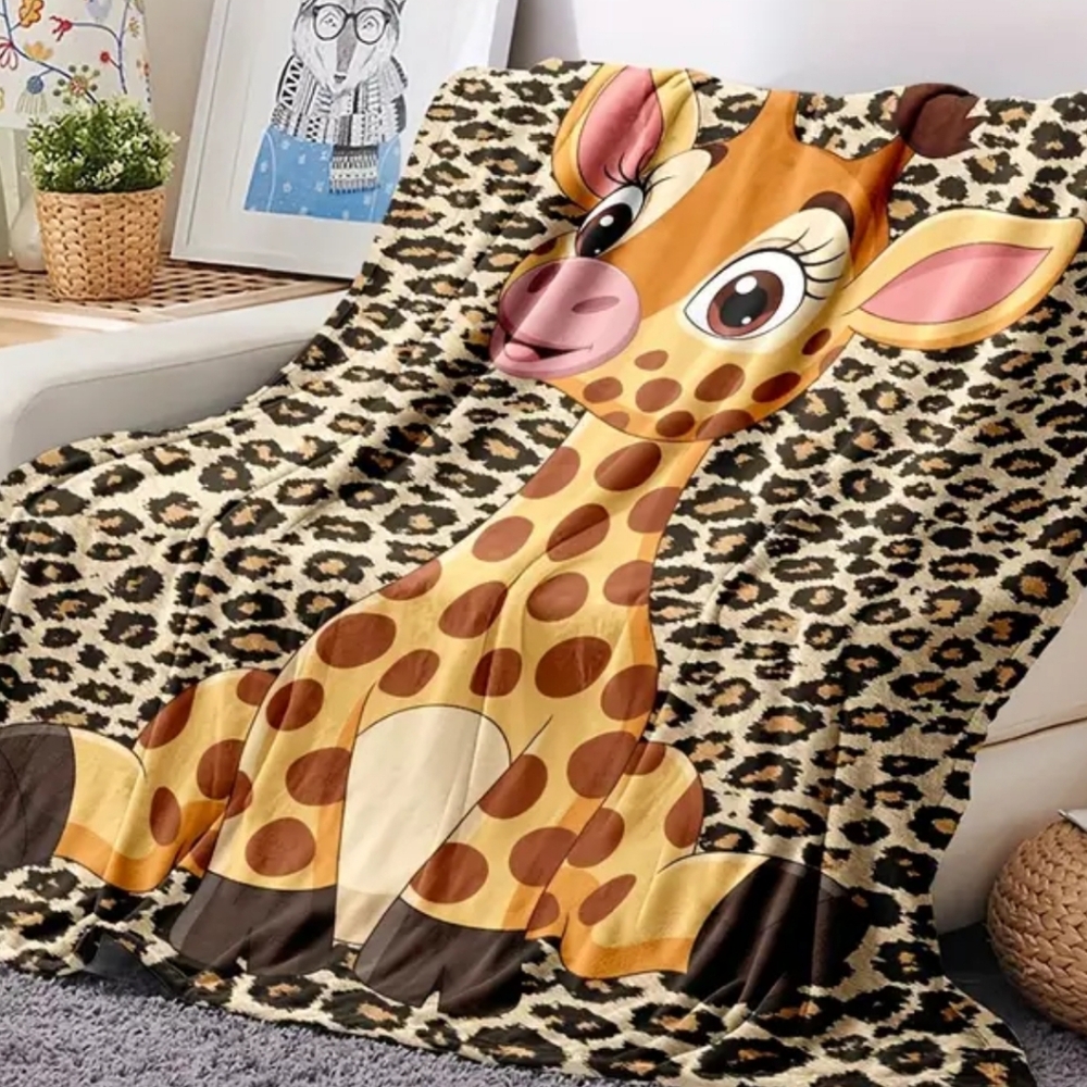 Giraffe print fleece blanket